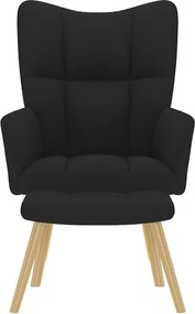 vidaXL Πολυθρόνα Relax Μαύρο Υφασμάτινη με Υποπόδιο