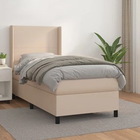 vidaXL Κρεβάτι Boxspring με Στρώμα Καπουτσίνο 100x200εκ.από Συνθ.Δέρμα