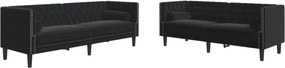 vidaXL Καναπές Chesterfield Σετ 2 Τεμ. με Στηρίγματα Αν. Γκρι Βελούδο