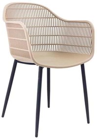 Πολυθρόνα BERRY Μεταλλική Μαύρη/PP-UV Tortora 58x58x85cm