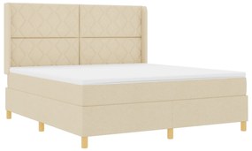 vidaXL Κρεβάτι Με Στρώμα & LED Κρέμα 180x200 εκ Fabric