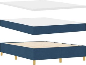 vidaXL LED Κρεβάτι με βάθρο με κεφαλάρι Μπλε 140 x 200 cm ύφασμα