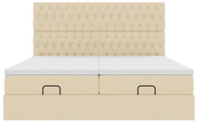 vidaXL Οθωμανικό Κρεβάτι με Στρώματα Κρέμα 200x200cm Ύφασμα