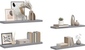 vidaXL Ράφια Τοίχου 4 τεμ. Γκρι 90x23,5x3,8 εκ. MDF