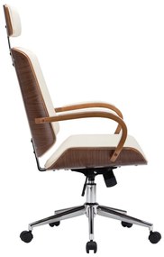 Καρέκλα Γραφείου με Προσκέφαλο Κρεμ Συνθ. Δέρμα/Λυγισμένο Ξύλο - Κρεμ