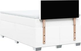 vidaXL Κρεβάτι Boxspring με Στρώμα Λευκό 120x190εκ.από Συνθετικό Δέρμα
