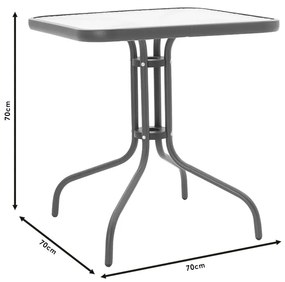 Τραπέζι Watson pakoworld μέταλλο γκρι-γυαλί 70x70x70εκ - 130-000033