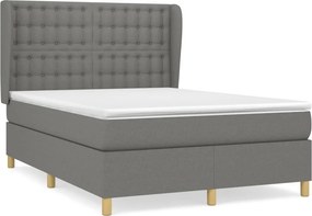 vidaXL Κρεβάτι Boxspring με Στρώμα Σκούρο Γκρι 140x200 εκ Υφασμάτινο