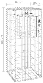 vidaXL Συρματοκιβώτιο Στύλος 40 x 40 x 100 εκ. Σιδερένιο