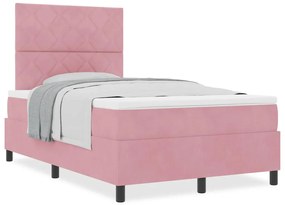 vidaXL Κρεβάτι με ελατήρια με στρώμα Ροζ 120 x 200 cm Βελούδο