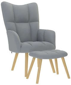 vidaXL Πολυθρόνα Relax Ανοιχτό Γκρι Υφασμάτινη με Υποπόδιο