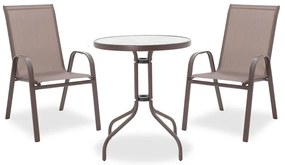 Τραπεζαρία Watson-Calan σετ 3τεμ pakoworld μέταλλο-textilene καφέ Φ60x70εκ