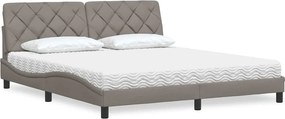 vidaXL Κρεβάτι με Στρώμα Taupe 180x200 εκ. Υφασμάτινο