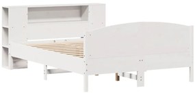 vidaXL Κρεβάτι Βιβλιοθήκη Χωρίς Στρώμα 120x190 εκ Μασίφ Ξύλο Πεύκου