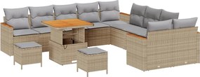 vidaXL Σετ Καναπέ Κήπου 13 pcs Μπεζ συνθετικό ρατάν