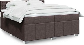vidaXL Κρεβάτι Boxspring με Στρώμα Σκούρο Καφέ 200x200 εκ. Υφασμάτινο