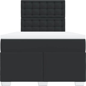 vidaXL Κρεβάτι Boxspring με Στρώμα Μαύρο 120 x 200 εκ. Συνθετικό Δέρμα