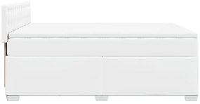 vidaXL Κρεβάτι Boxspring με Στρώμα Λευκό 140x190εκ.από Συνθετικό Δέρμα