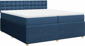 vidaXL Κρεβάτι Boxspring με Στρώμα Μπλε 200x200 εκ. Υφασμάτινο