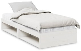 vidaXL Κρεβάτι ημέρας με στρώμα Λευκό 100x200 cm από μασίφ ξύλο πεύκο