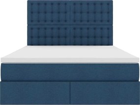 vidaXL LED Κρεβάτι αποθήκευσης με στρώμα Μπλε 140 x 200 cm Ύφασμα