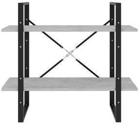 vidaXL Βιβλιοθήκη με 2 Ράφια Γκρι Σκυρ. 80 x 30 x 70 εκ. Επεξ. Ξύλο