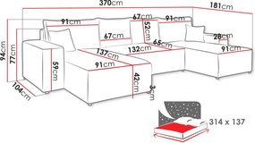 Γωνιακός καναπές Malga Maxy II-Mple - 370.00Χ181.00Χ94.00cm