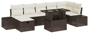vidaXL Σετ Καναπέ Κήπου με μαξιλάρι 8 pcs Καφέ Πολυ ράταν