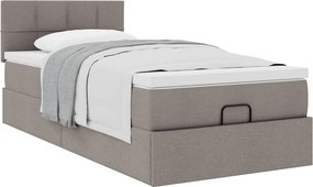 vidaXL Οθωμανικό κρεβάτι με στρώμα Taupe 90x200cm ύφασμα