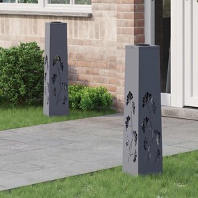 vidaXL Ηλιακό LED Φως Δρόμου 2 pcs Ανθρακί Κρύο Ρολαρισμένο Χάλυβα