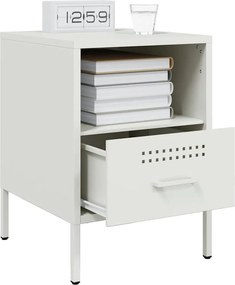 vidaXL Κομοδίνο Λευκό 36x39x50,5 εκ. από Χάλυβα