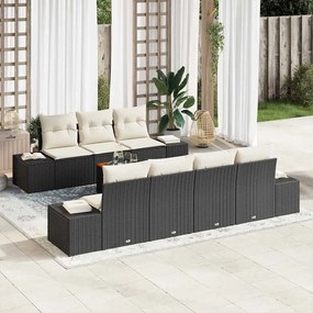 vidaXL Σετ Καναπέ Κήπου με μαξιλάρι 8 pcs Μαύρο Πολυ ράταν