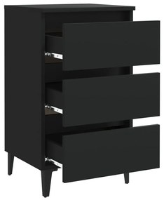 vidaXL Κομοδίνo Μαύρο 40 x 35 x 69 εκ. με Μεταλλικά Πόδια