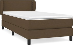 vidaXL Κρεβάτι Boxspring με Στρώμα Σκούρο Καφέ 100x200 εκ. Υφασμάτινο