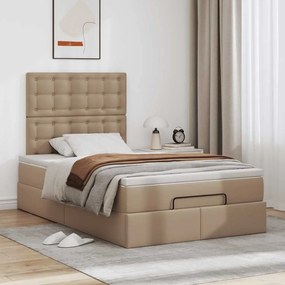 Οθωμανικό κρεβάτι με στρώμα &amp; LEDs Cappucino Faux Leather - Καφέ