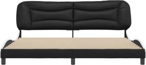 vidaXL Πλαίσιο κρεβατιού χωρίς Στρώμα Hvar Μαύρο/Λευκό 200x200εκ.Συνθ. Δέρμα