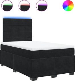 vidaXL Κρεβάτι Boxspring με Στρώμα Μαύρο 120x190 εκ. Βελούδινο