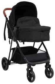 vidaXL Καροτσάκι Μωρού 3 σε 1 Ανθρακί / Μαύρο Ατσάλινο