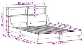 Σκελετός Κρεβ. Χωρίς Στρώμα Καφέ Κεριού 135x190 εκ Μασίφ Πεύκο - Καφέ