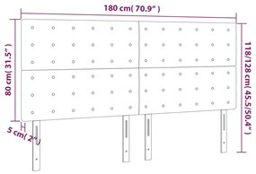Κεφαλάρι Κρεβατιού LED Γκρι 180x5x118/128 εκ - Γκρι
