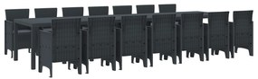 vidaXL Σέτ φαγητού για κήπο 15 pcs Ανθρακί Rattan Polt