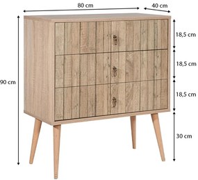 Συρταρτιέρα Soho Megapap από μελαμίνη χρώμα sonoma 80x40x90εκ.