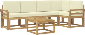 vidaXL Σειρά Καναπέ Εξωτερικού με μαξιλάρι 6 pcs Λευκό και Κρεμ