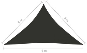 Πανί Σκίασης Τρίγωνο Ανθρακί 5 x 5 x 6 μ. από Ύφασμα Oxford - Ανθρακί