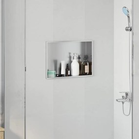 vidaXL Νίτσα Μπάνιου Ασημί 45 x 30 x 9.5 εκ. Ανοξείδωτο ατσάλι