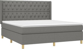 vidaXL Κρεβάτι Boxspring με Στρώμα Σκούρο Γκρι 160x200 εκ Υφασμάτινο