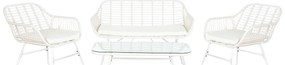 Έπιπλα κήπου DKD Home Decor Λευκό 124 x 74 x 84 cm (4 Τεμάχια)