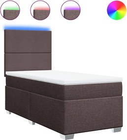 vidaXL Κρεβάτι Boxspring με Στρώμα Σκούρο Καφέ 80x200 εκ. Υφασμάτινο