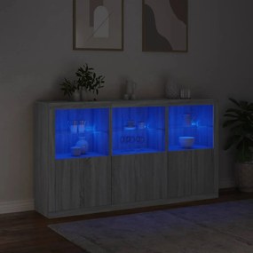 vidaXL Μπουφές με Φώτα LED Γκρι Sonoma 181,5 x 37 x 100 εκ.