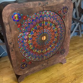 Σετ των 2 Intra απο ξύλο plywood 3mm-4mm πάχος – ξύλο ντουλάπι αποθήκευσης Mandala Rustic Μασίφ ξύλο σε βιομηχανικό στυλ 40x45 cm INTRAVECTRY-MY556524